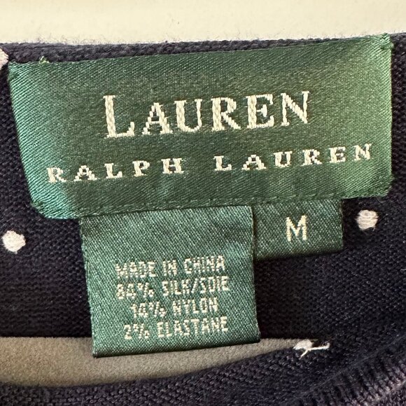 Lauren Ralph Lauren Navy Polka Dot Knit Top - Picture 3 of 3